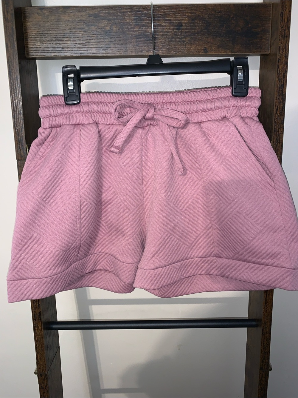 Zenana Outfitters Quilted Pink Drawstring Athletic Shorts